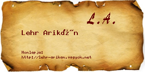 Lehr Arikán névjegykártya